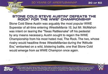 2014 Topps WWE Road to Wrestlemania - 30 Years of Wrestlemania #30 Stone Cold Steve Austin Defeats The Rock for the WWE Championship Back