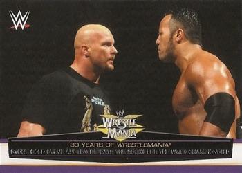 2014 Topps WWE Road to Wrestlemania - 30 Years of Wrestlemania #30 Stone Cold Steve Austin Defeats The Rock for the WWE Championship Front