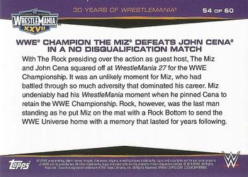 2014 Topps WWE Road to Wrestlemania - 30 Years of Wrestlemania #54 WWE Champion The Miz Defeats John Cena in a No Disqualification Match Back