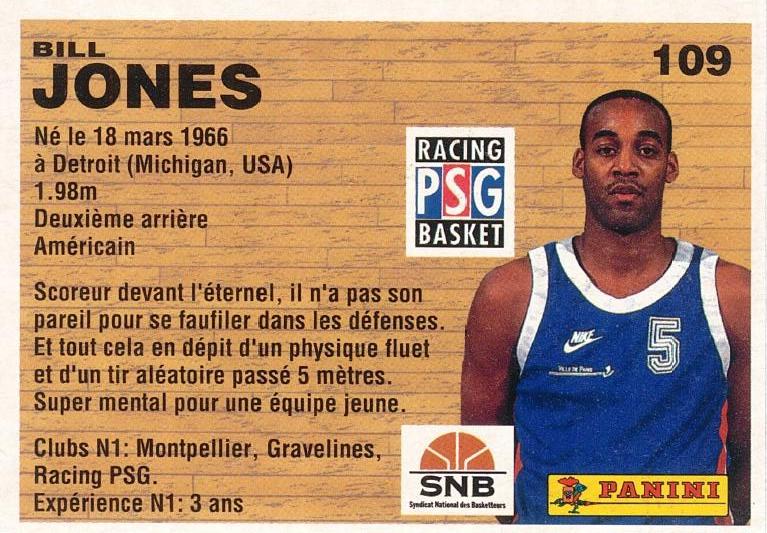 1993-94 Panini LNB Basketball (France) #109 Bill Jones | Trading Card  Database