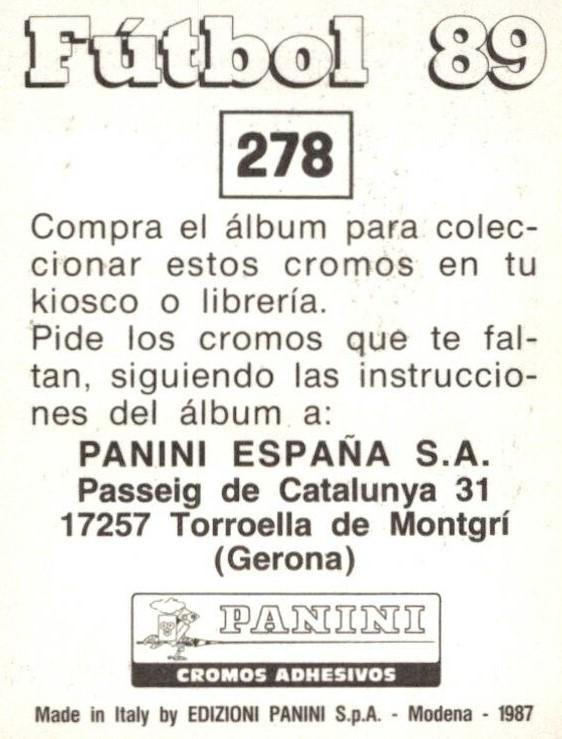 1988-89 Panini Spanish Liga #278 Agustin Gajate | Trading Card Database